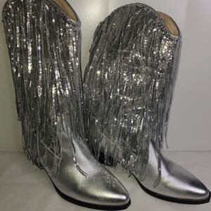 Silver Fringe Women's Boots